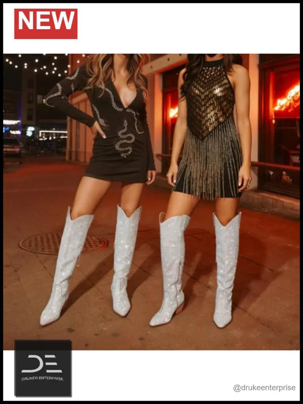 Rhinestone Over the Knee Cowboy Boots, Sparkly Bling Western Thigh High Pull-On